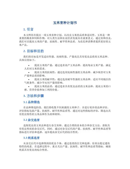 玉米育种计划书