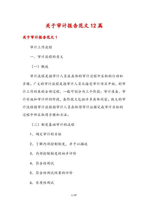 关于审计报告范文12篇