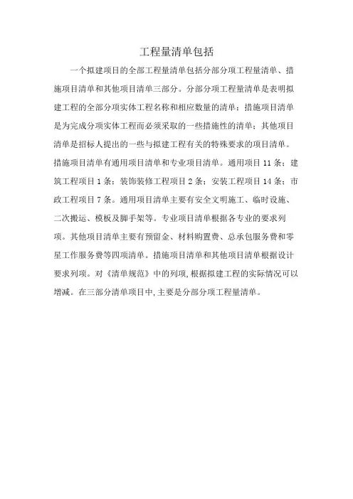 工程量清单包括