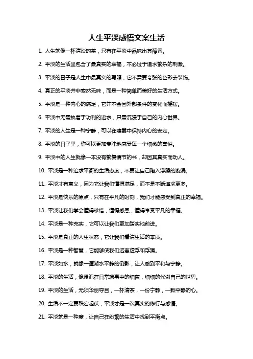人生平淡感悟文案生活