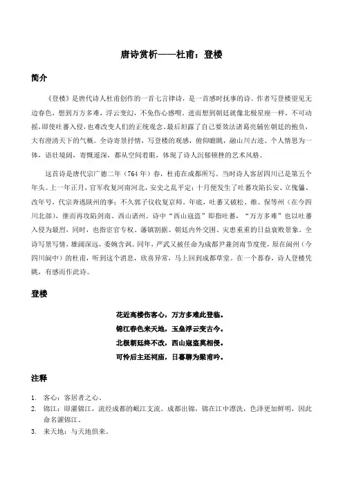 唐诗赏析——杜甫：登楼