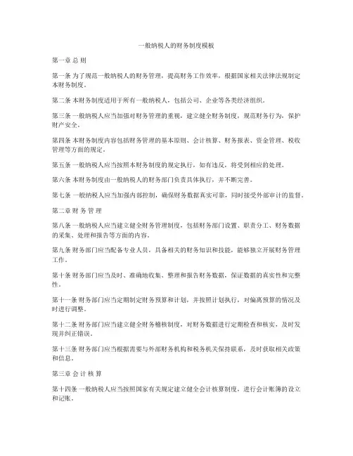 一般纳税人的财务制度模板