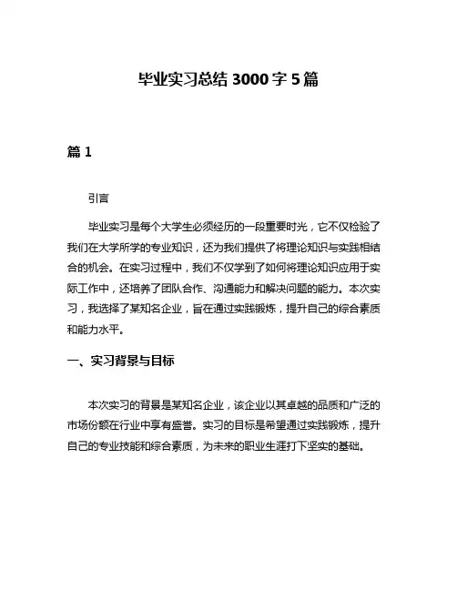 毕业实习总结3000字5篇
