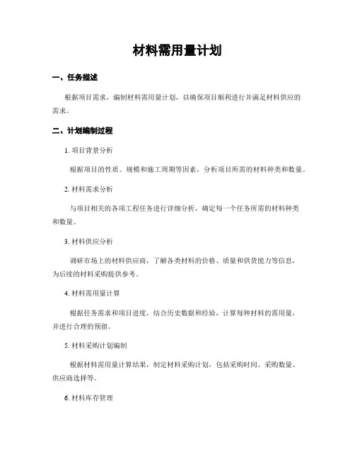 材料需用量计划
