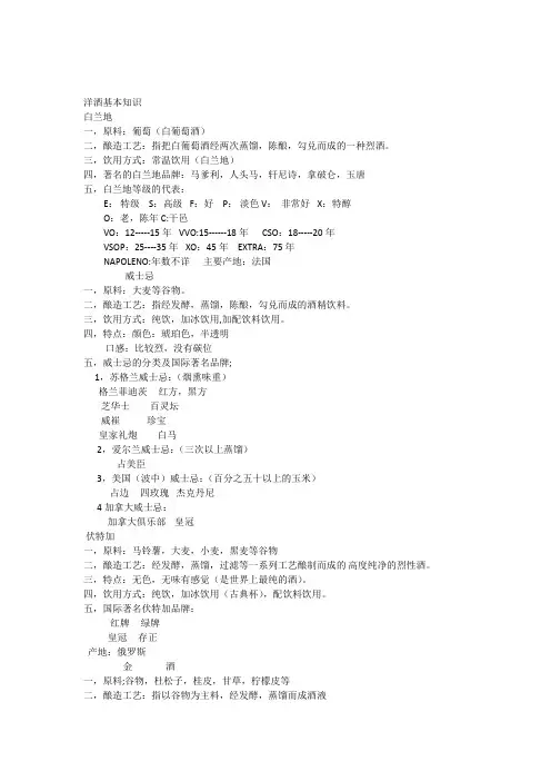 洋酒基本知识
