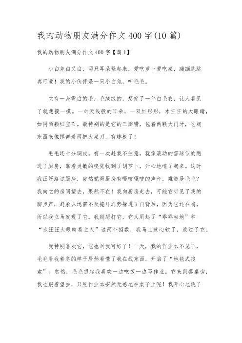 我的动物朋友满分作文400字(10篇)