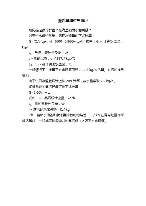 蒸汽量和供热面积