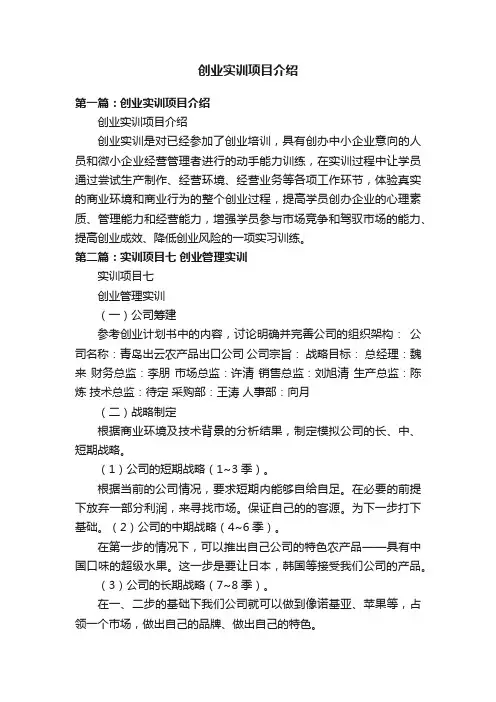 创业实训项目介绍