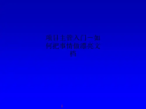 项目主管入门-如何把事情做漂亮文档