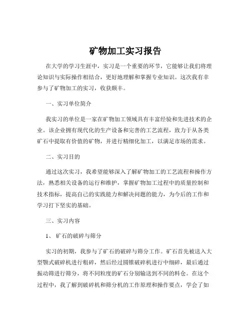 矿物加工实习报告