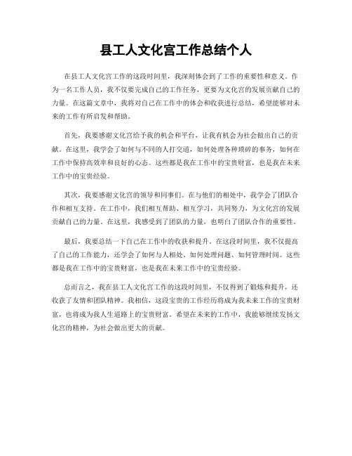 县工人文化宫工作总结个人