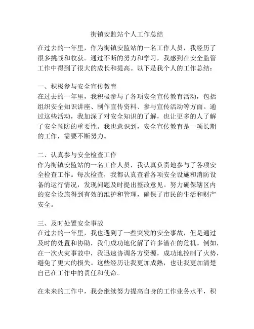 街镇安监站个人工作总结