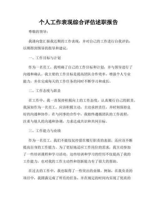 个人工作表现综合评估述职报告