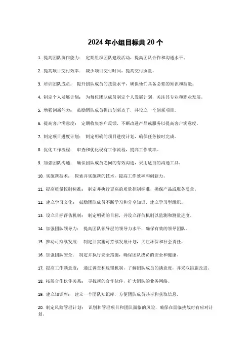 2024年小组目标
