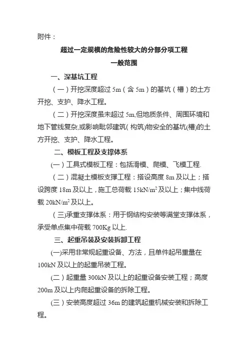 分部分项工程专项施工方案需专家论证范围