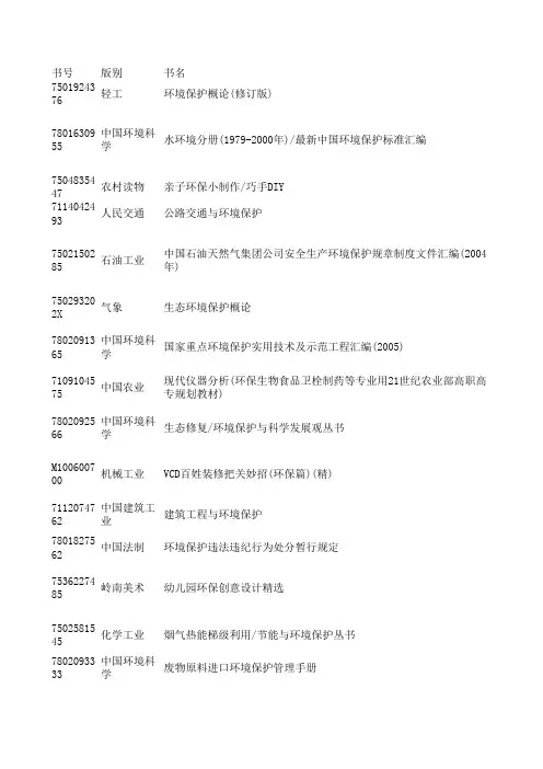 环境保护类书目