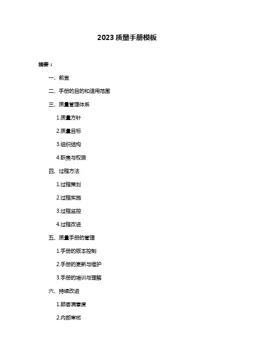 2023质量手册模板