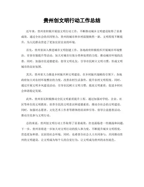 贵州创文明行动工作总结