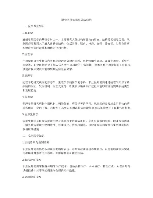 职业医师知识点总结归纳
