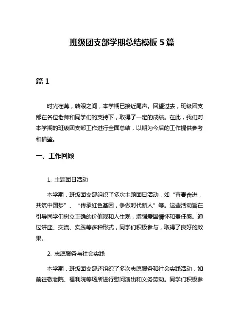 班级团支部学期总结模板5篇