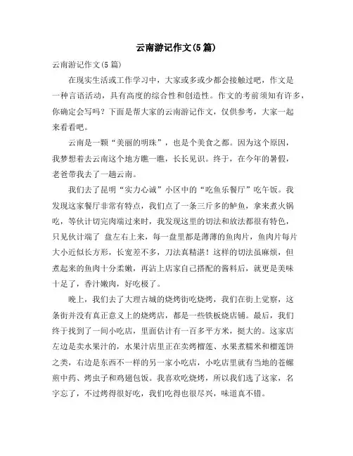 云南游记作文(5篇)