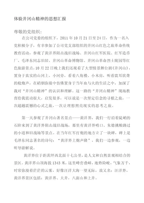体验井冈山精神的思惟报告请示