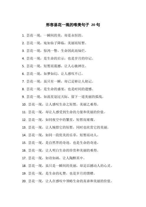 形容昙花一现的唯美句子