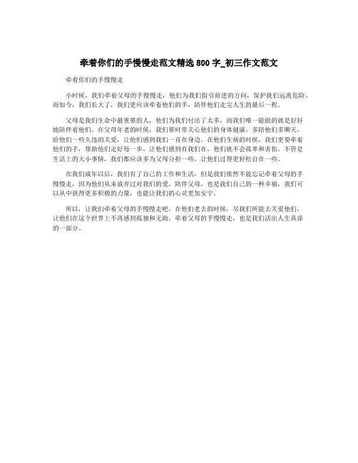 牵着你们的手慢慢走范文精选800字_初三作文范文