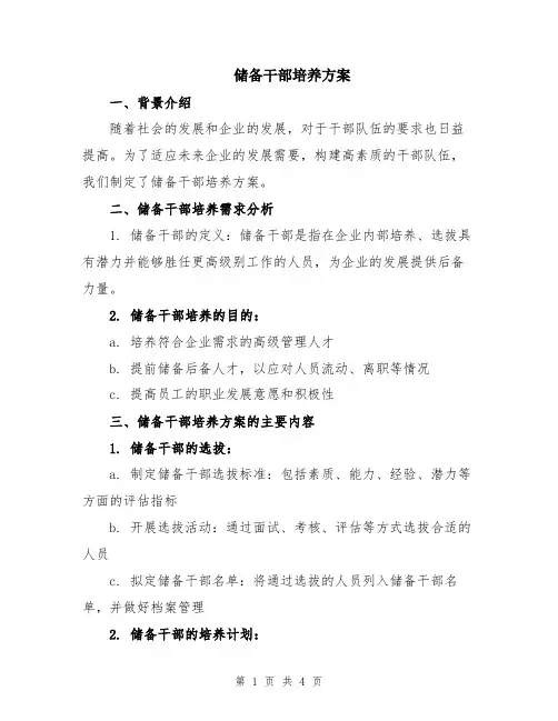 储备干部培养方案