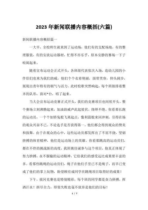 2023年新闻联播内容概括(六篇)