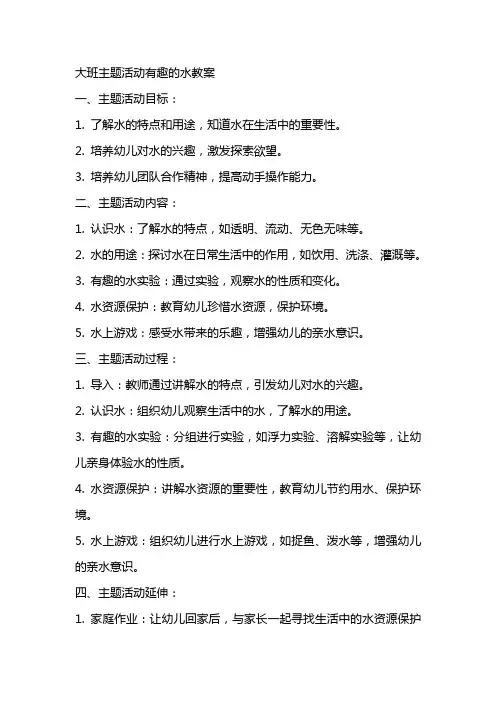 大班主题活动有趣的水教案