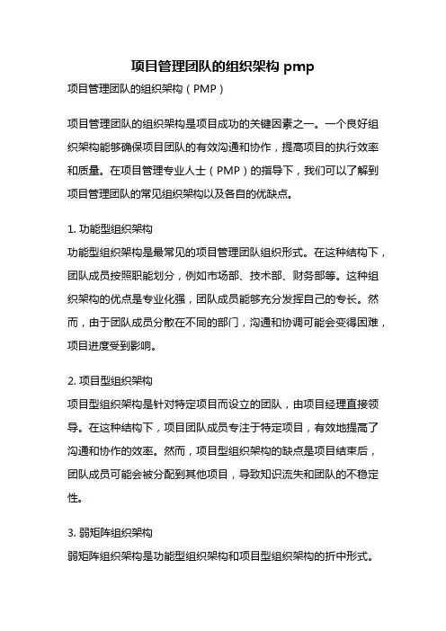 项目管理团队的组织架构 pmp