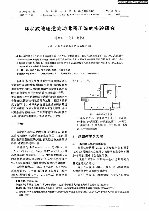 环状狭缝通道流动沸腾压降的实验研究