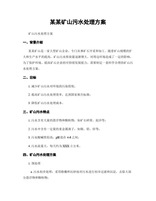 某某矿山污水处理方案
