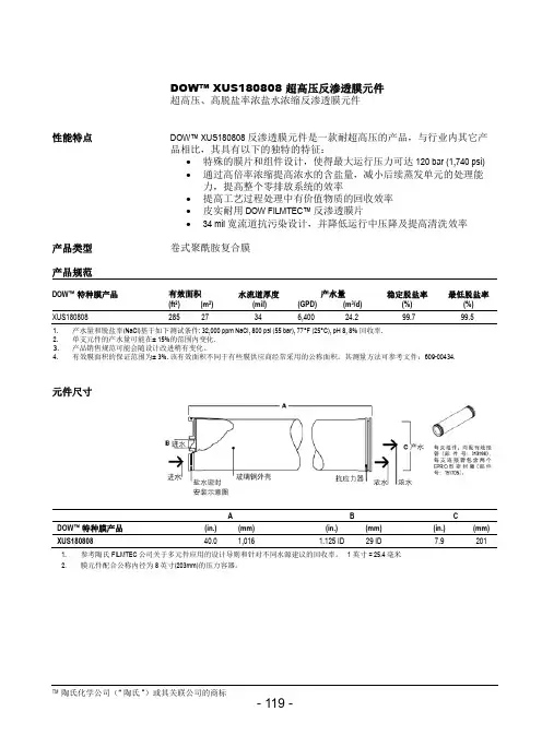 DOWXUS180808超高压反渗透膜元件