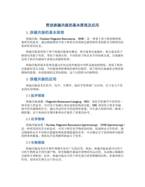 简述核磁共振的基本原理及应用