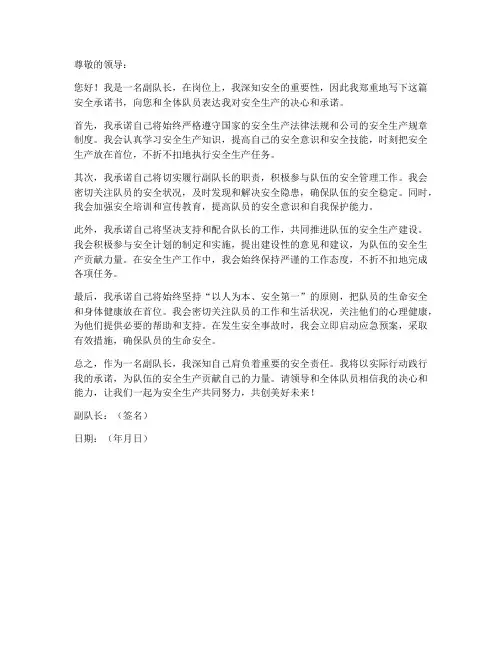 副队长安全承诺书
