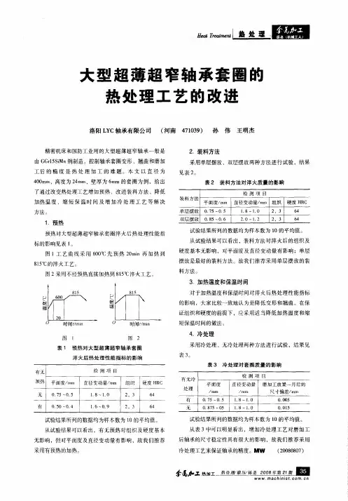 大型超薄超窄轴承套圈的热处理工艺的改进