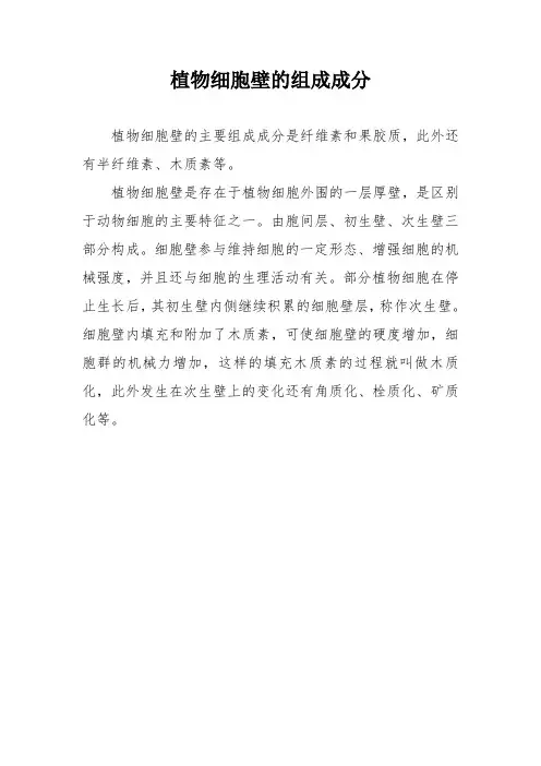 植物细胞壁的组成成分