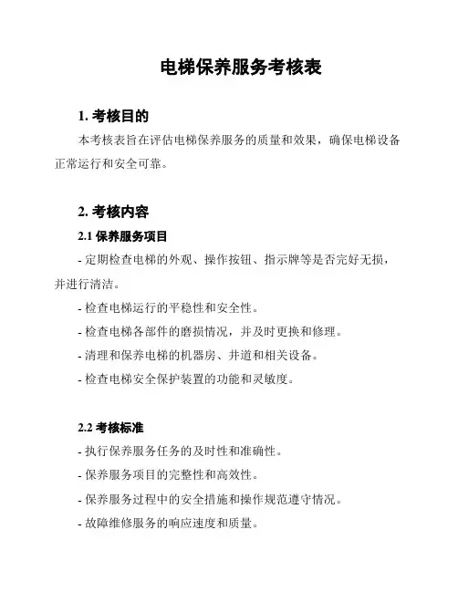 电梯保养服务考核表