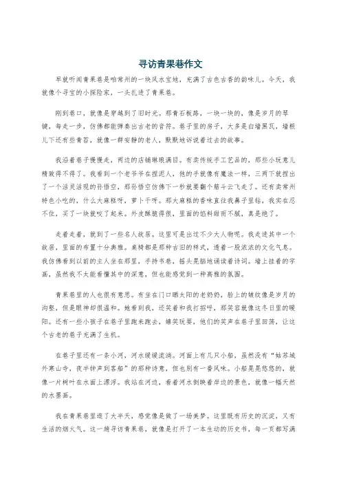 寻访青果巷作文