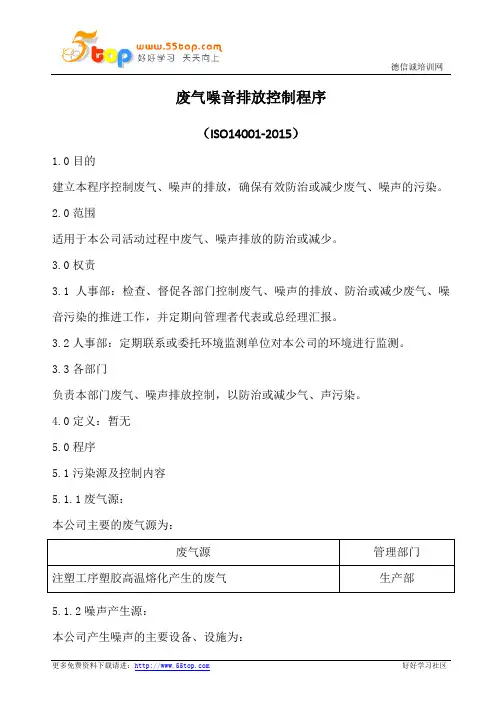 废气噪音排放控制程序(含记录)