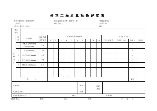 分项工程质量检验评定表(波形梁护栏)