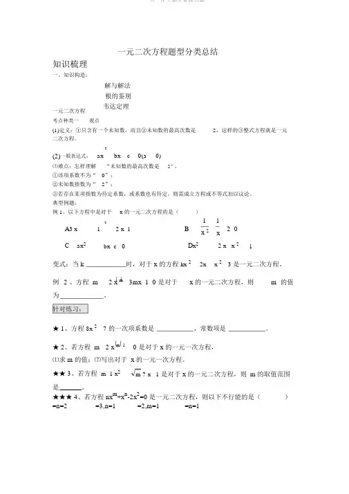 一元二次方程分类练习题