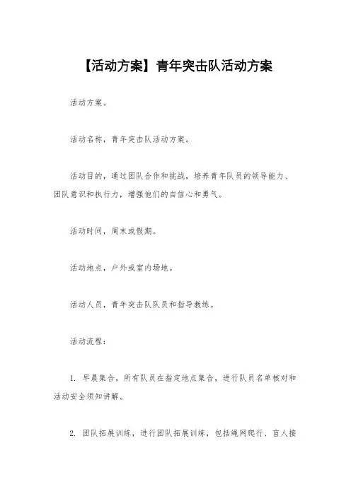 【活动方案】青年突击队活动方案