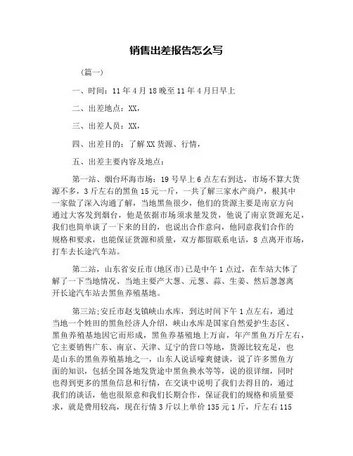 销售出差报告怎么写