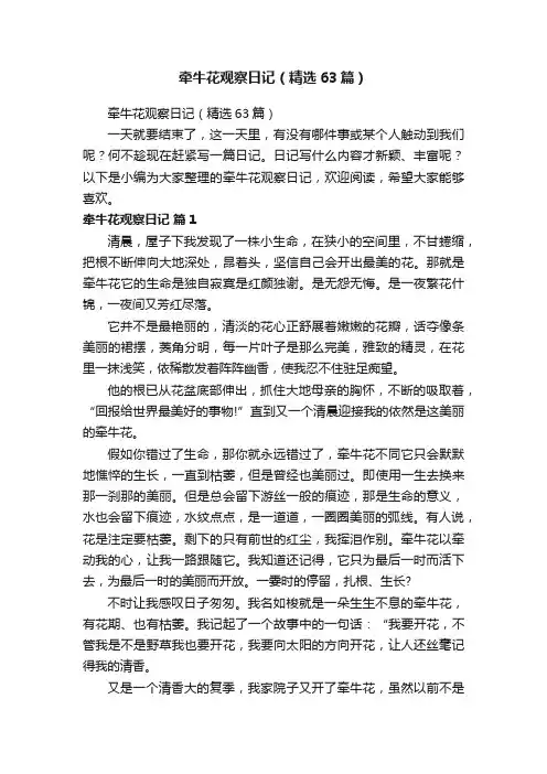牵牛花观察日记（精选63篇）