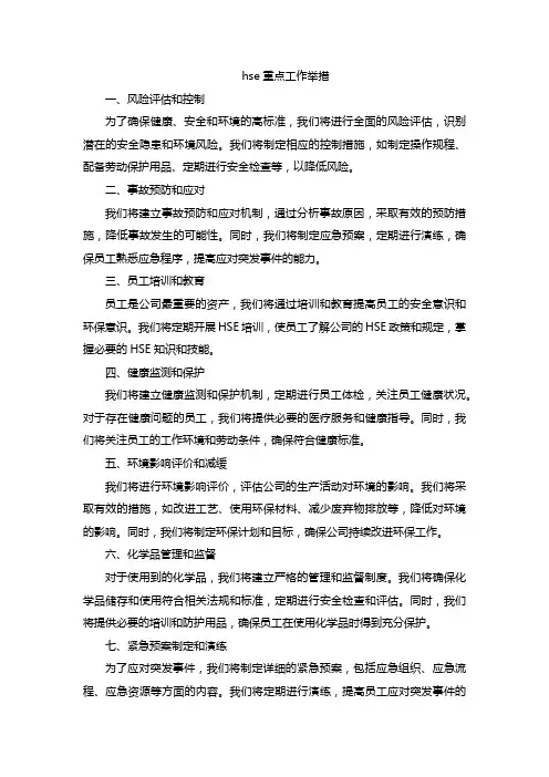 hse重点工作举措