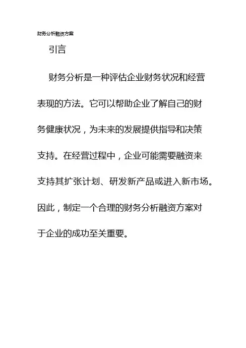 财务分析融资方案