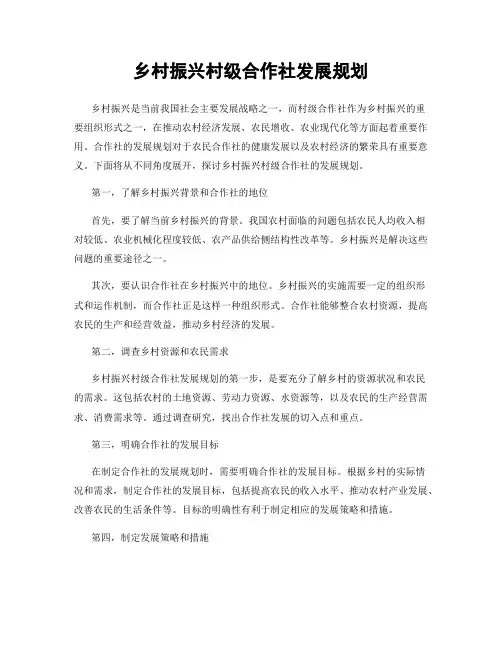 乡村振兴村级合作社发展规划